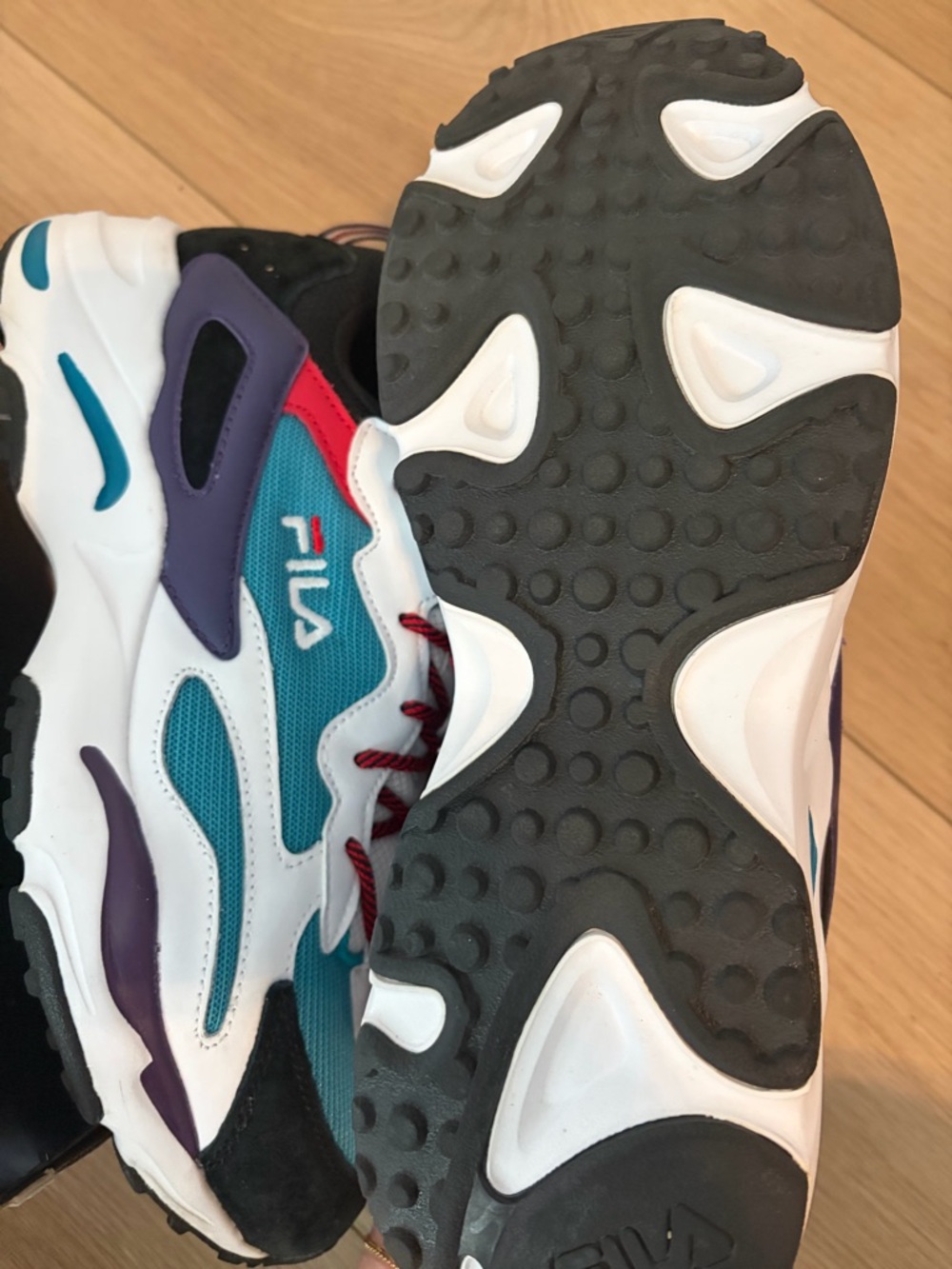 Fila Men’s Multicolor Mesh & Suede Sneaker — Teal, White, Black, Red, Purple - Picture 4 of 5